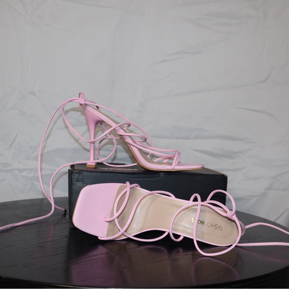 Fashion Nova Light Pink Lace-Up Heels